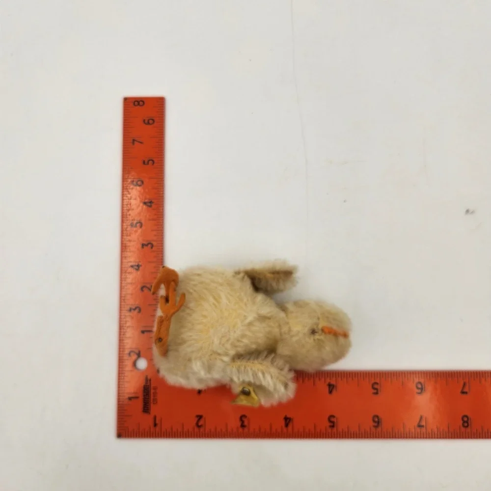 Vintage Steiff Chick Mohair Plush Bird with Original Button and Tag Remnant
